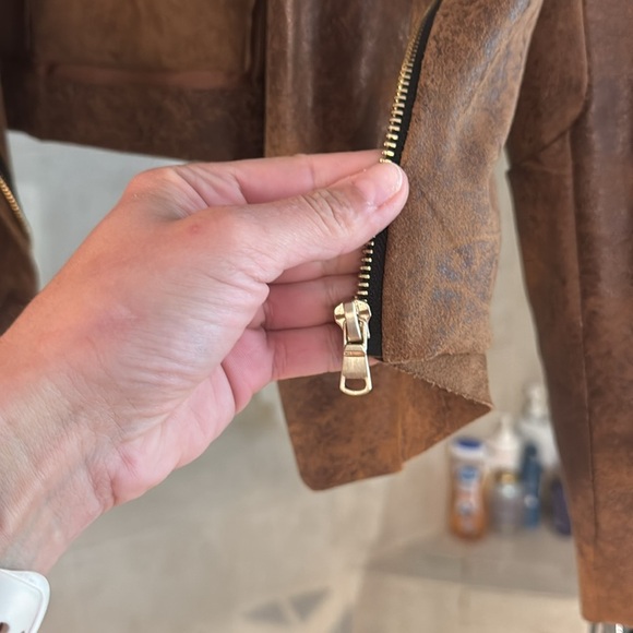 Silence + Noise Riley Drapey Vegan Suede Jacket, Brown, Small - Picture 6 of 11
